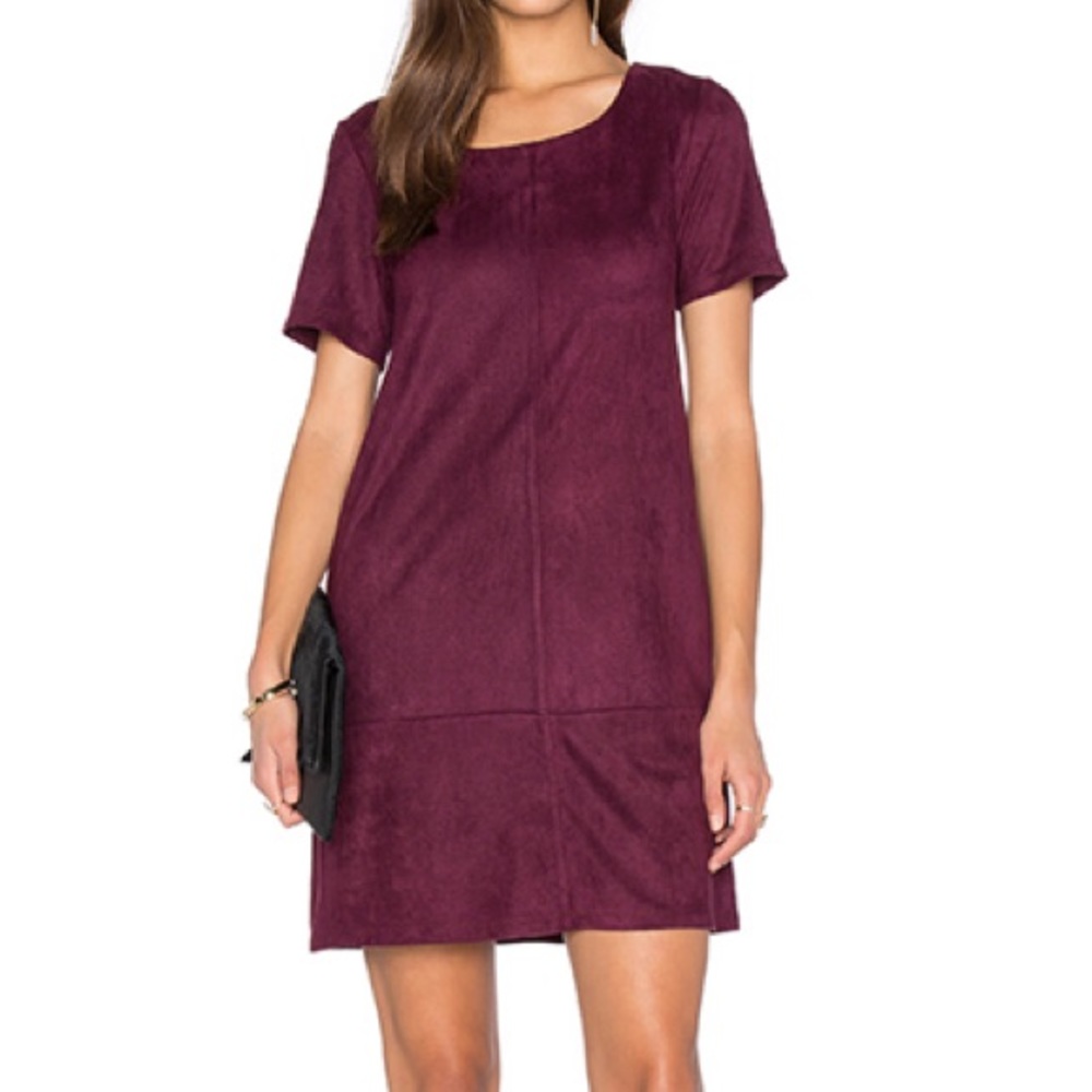 Bishop + Young Ivy Suede Shift Dress in Raspberry